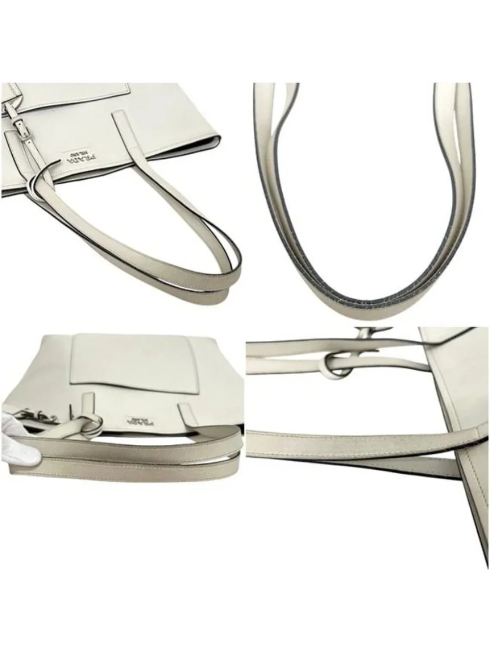 Prada Tote White Pouch with Leather 247 Shoulder Document